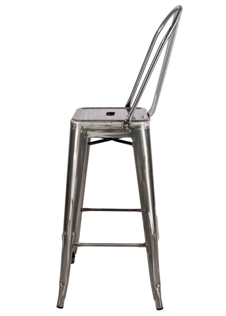 Tolix Metal Barstool with Back – Gunmetal Gray, 30" Seat Height (Indoor/Outdoor Patio), Image 5