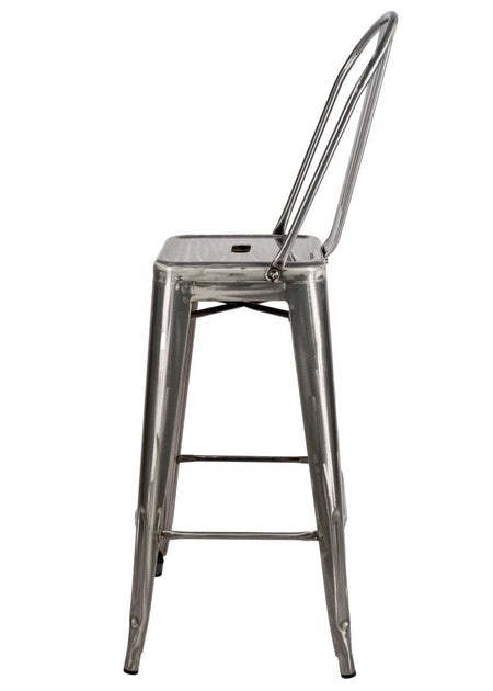 Tolix Metal Barstool with Back – Gunmetal Gray, 30" Seat Height (Indoor/Outdoor Patio), Image 5