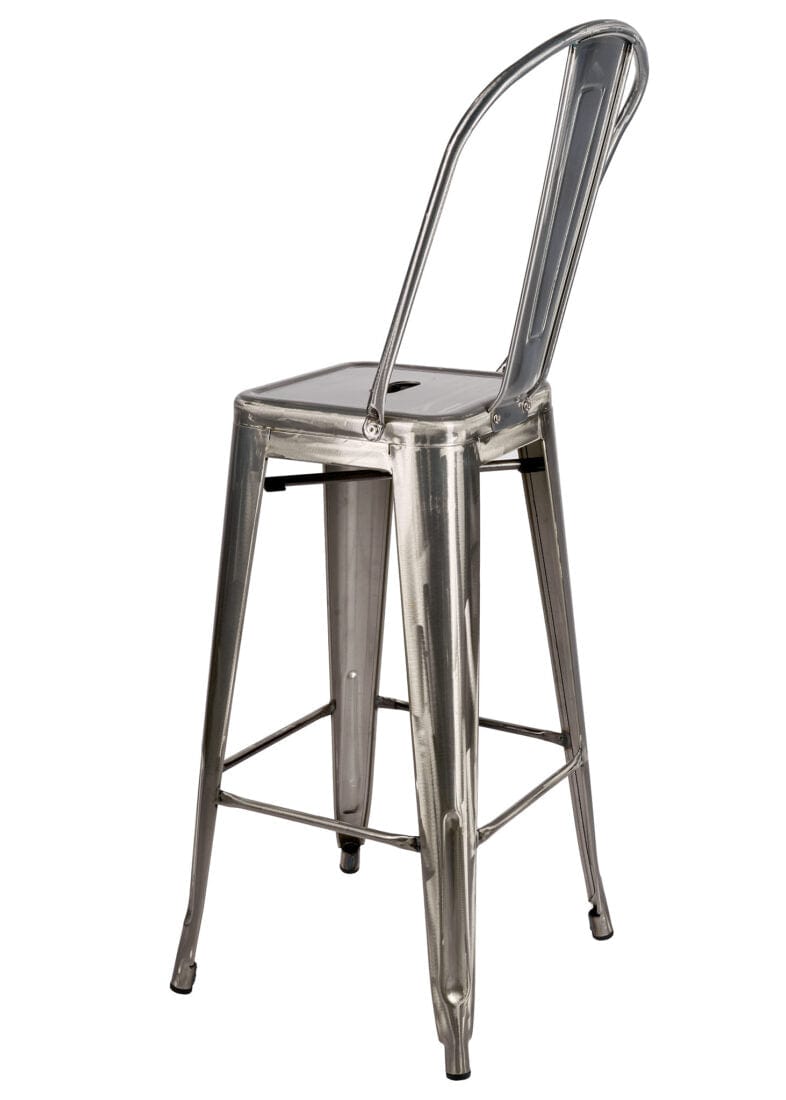Tolix Metal Barstool with Back – Gunmetal Gray, 30" Seat Height (Indoor/Outdoor Patio), Image 6
