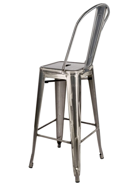 Tolix Metal Barstool with Back – Gunmetal Gray, 30" Seat Height (Indoor/Outdoor Patio), Image 6