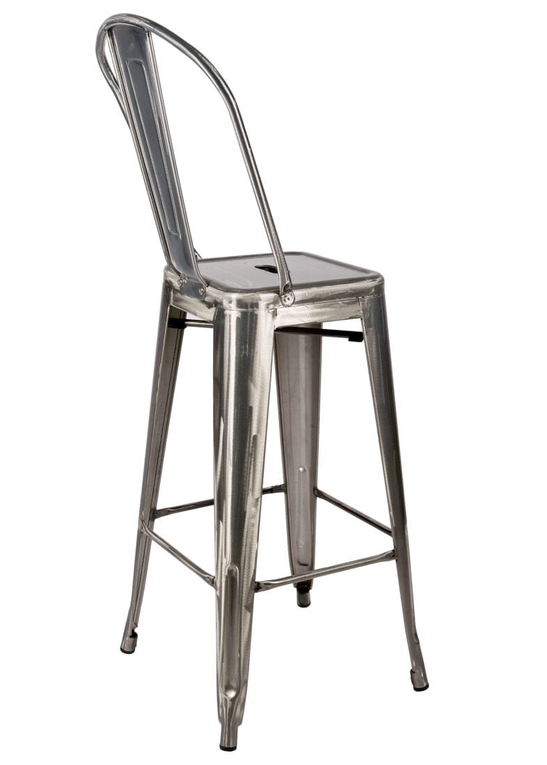 Tolix Metal Barstool with Back – Gunmetal Gray, 30" Seat Height (Indoor/Outdoor Patio), Image 8