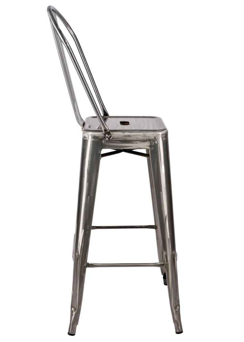 Tolix Metal Barstool with Back – Gunmetal Gray, 30" Seat Height (Indoor/Outdoor Patio), Image 9