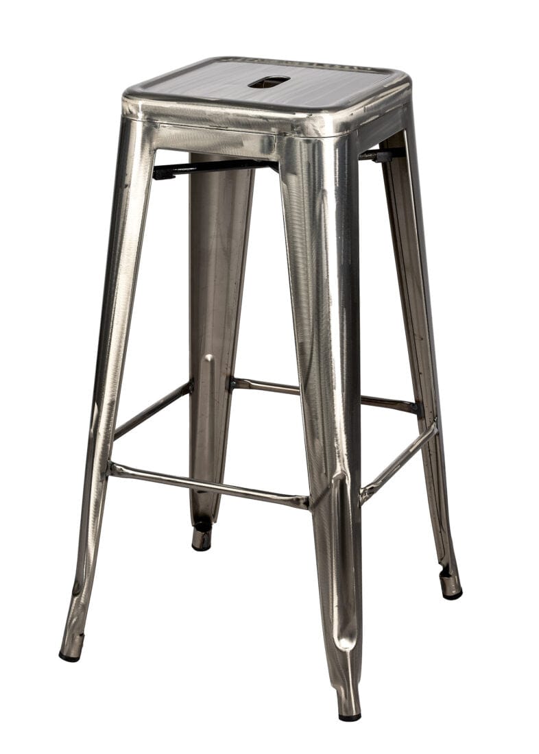 2 Pack Gunmetal Tolix Bar Stools, Durable Industrial Seating for Workspaces or Decks