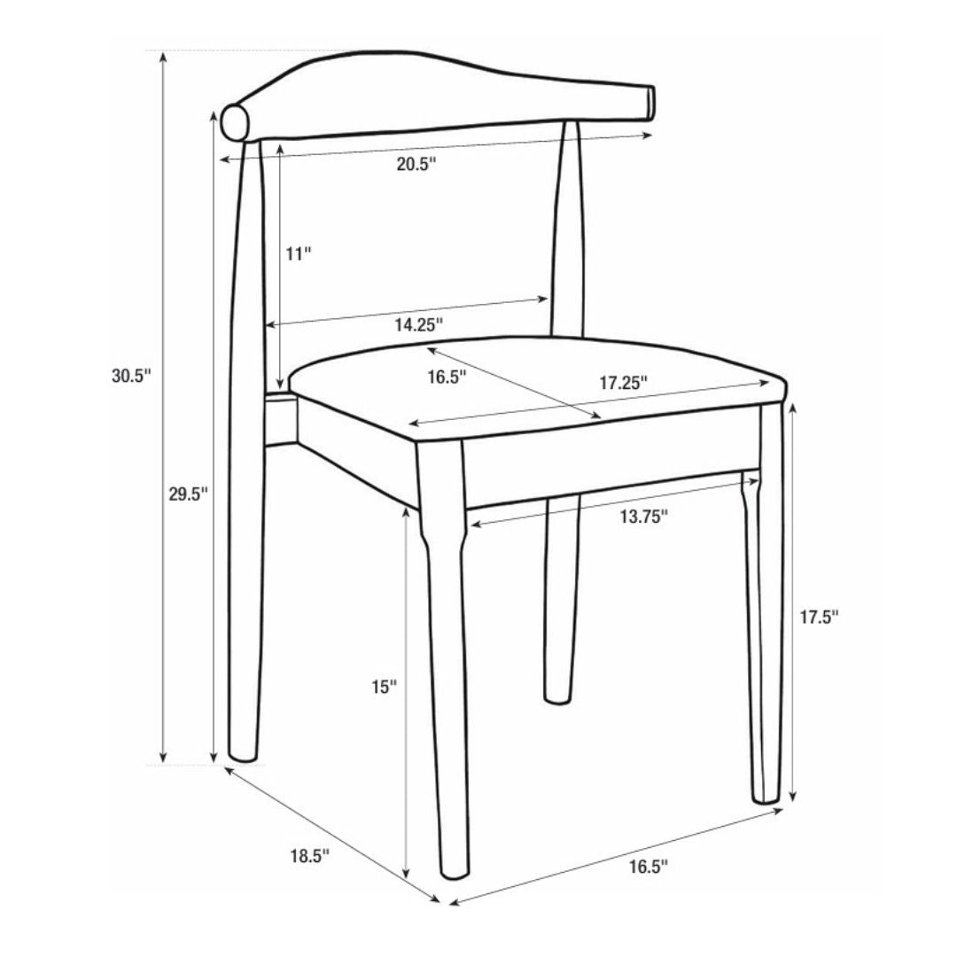 Natural Horn Wood Chair with White Vinyl Cushion, Image 11