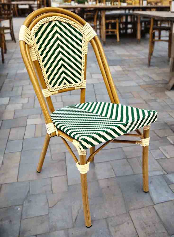 2 Pack Ivory and Green French Bistro Patio Dining Chair, Elegant Home Seating for Kitchen Counters or Enclosed Patios