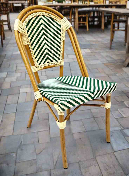 2 Pack Ivory and Green French Bistro Patio Dining Chair, Elegant Home Seating for Kitchen Counters or Enclosed Patios, Image 3