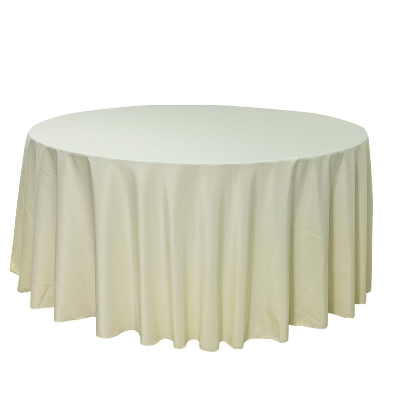 Ivory 5-Pack 120" Round Polyester Tablecloths for Home Dining Kitchen Entertaining Gatherings, 190gsm, Image 3