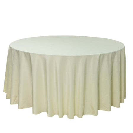 Ivory 5-Pack 120" Round Polyester Tablecloths for Home Dining Kitchen Entertaining Gatherings, 190gsm, Image 3