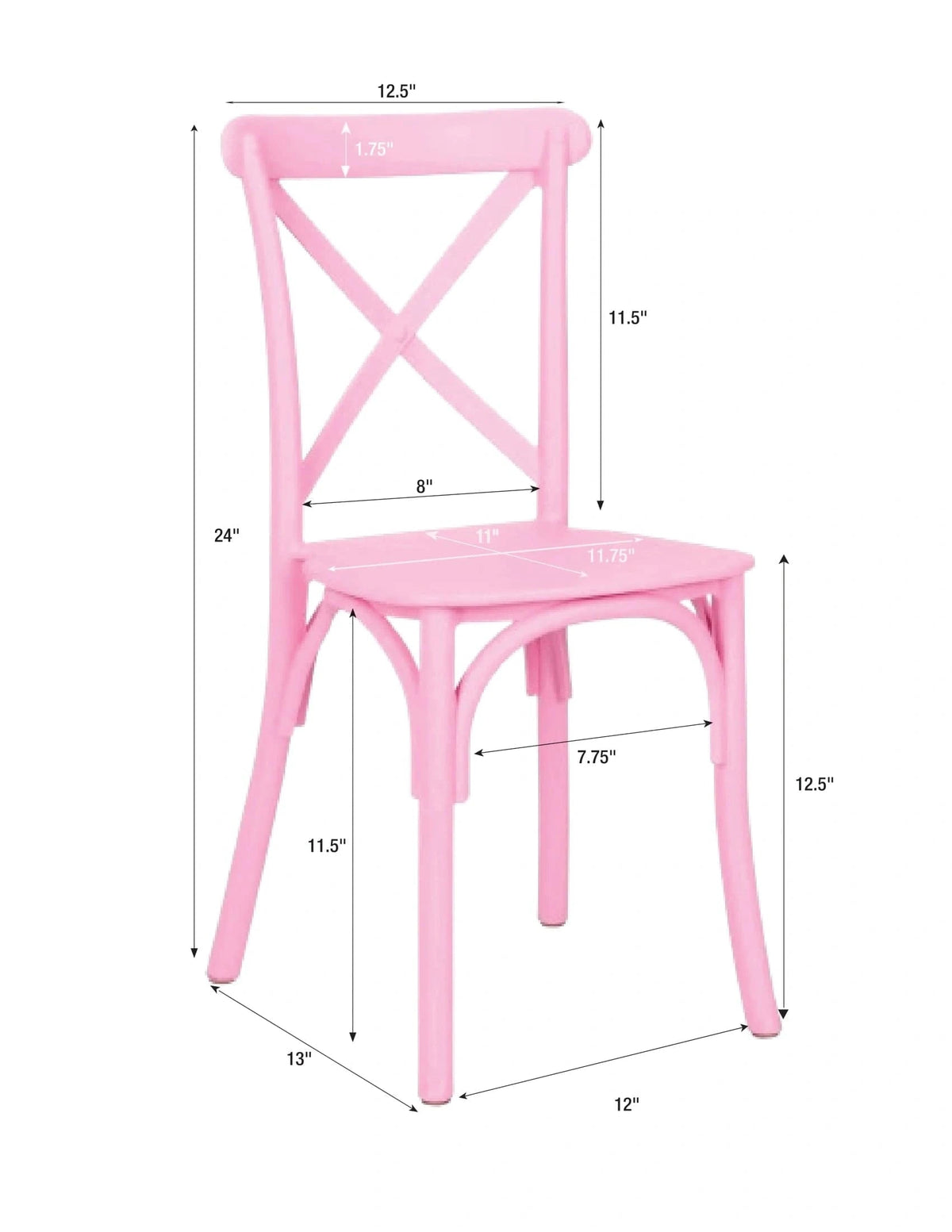 4 Pack Kids Pink ToughResin Cross Back Chair for Playroom and Patio, Image 11