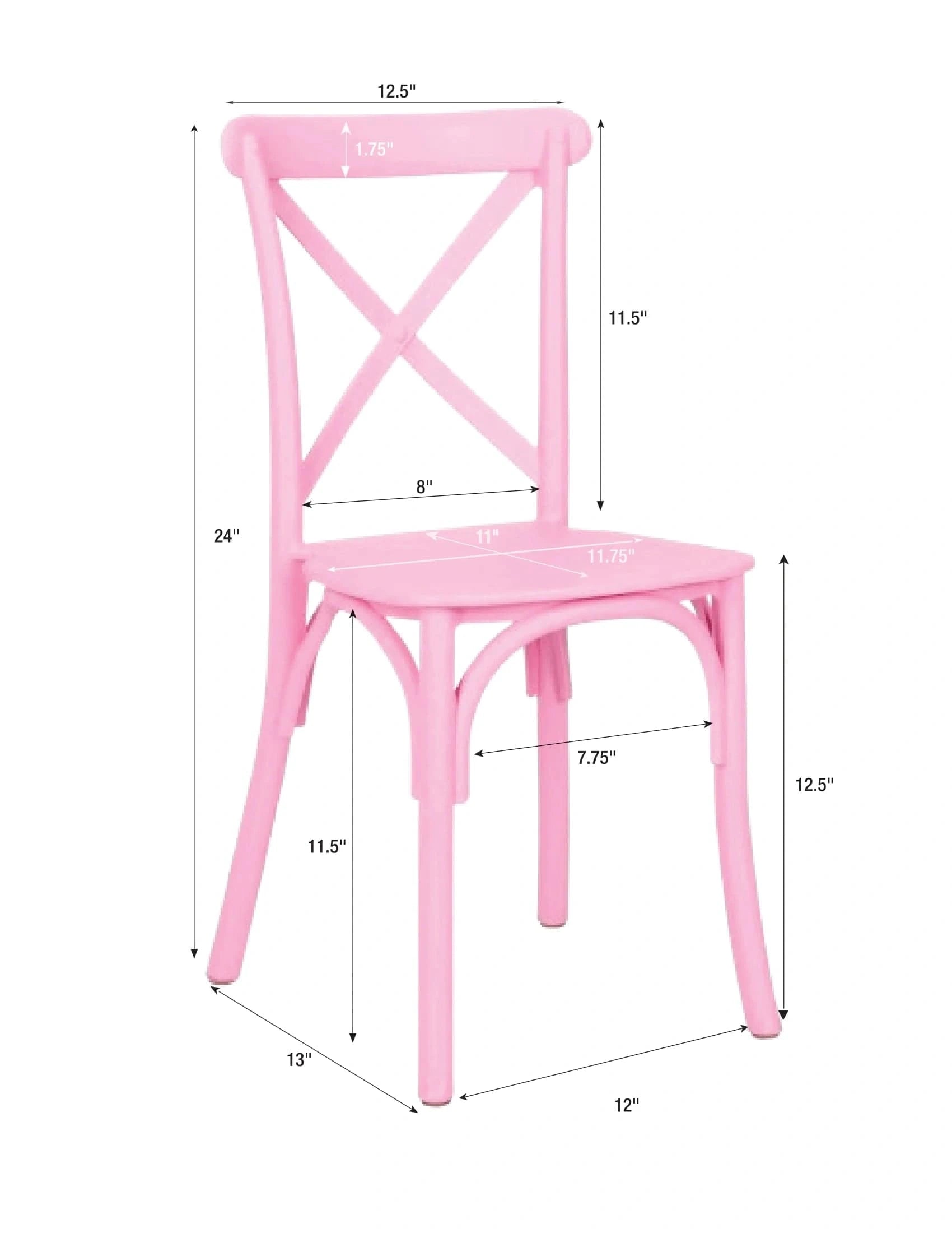 4 Pack Kids Pink ToughResin Cross Back Chair for Playroom and Patio, Image 11