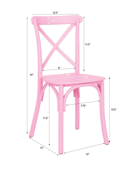 4 Pack Kids Pink ToughResin Cross Back Chair for Playroom and Patio, Image 11