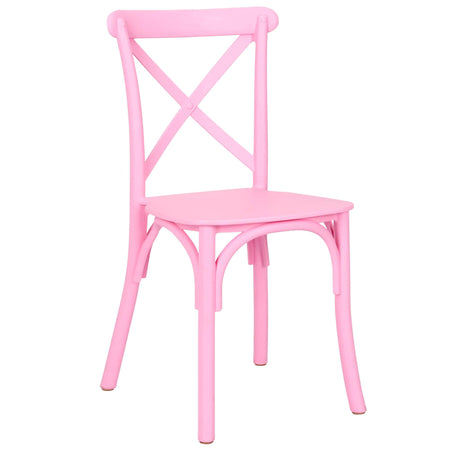 4 Pack Kids Pink ToughResin Cross Back Chair for Playroom and Patio, Image 2
