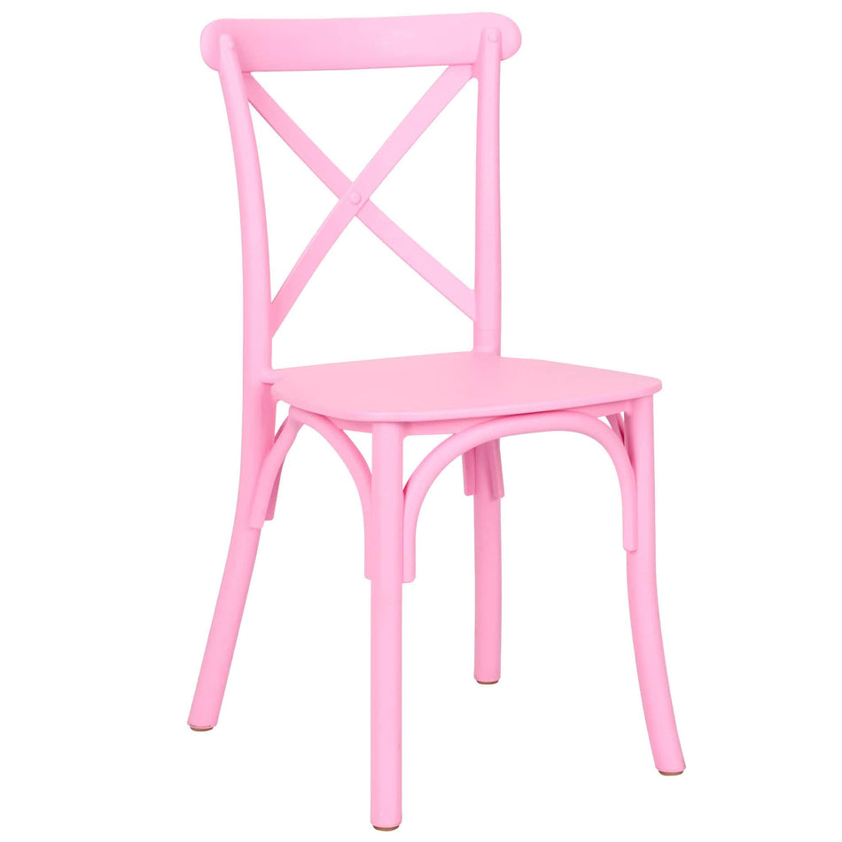 4 Pack Kids Pink ToughResin Cross Back Chair for Playroom and Patio