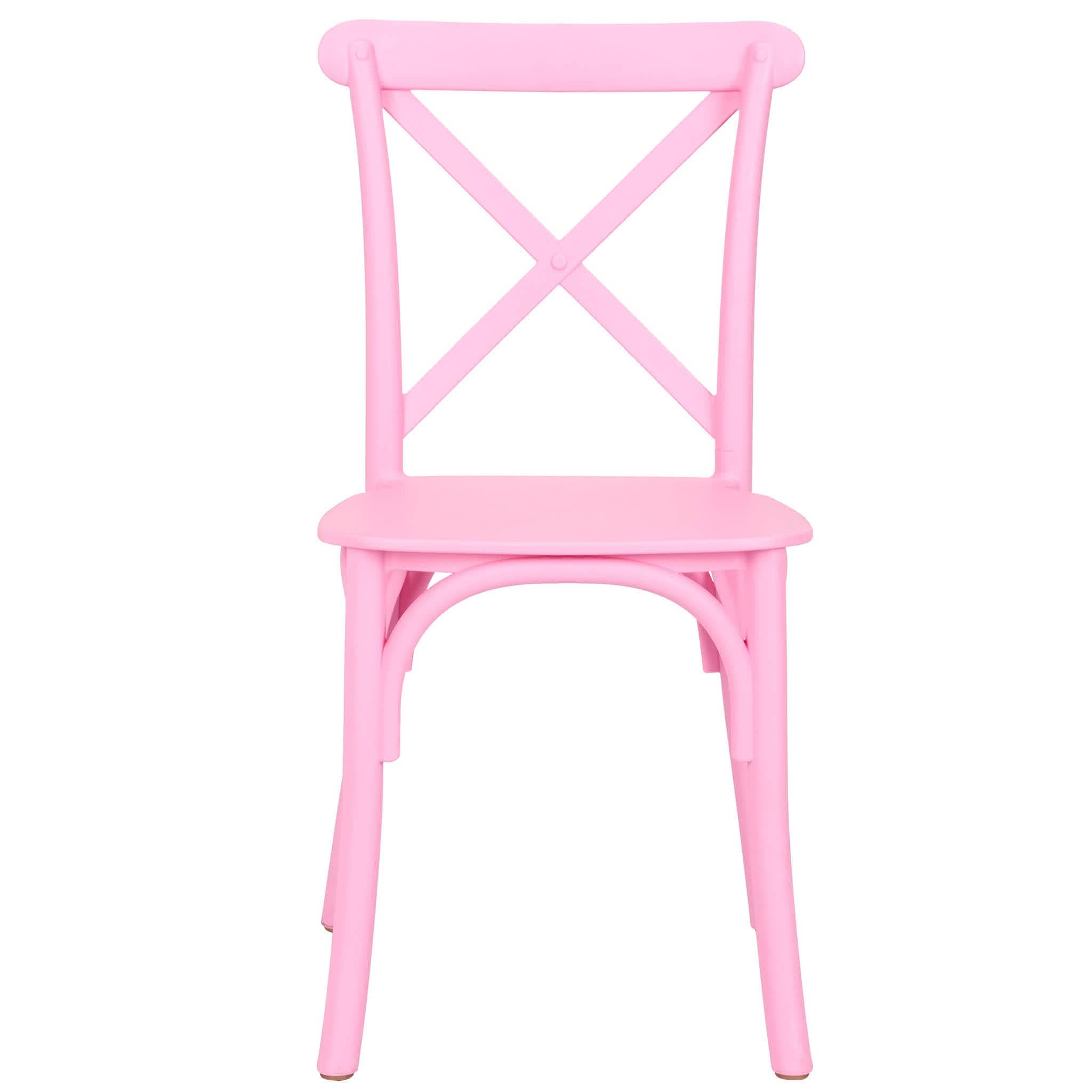 4 Pack Kids Pink ToughResin Cross Back Chair for Playroom and Patio, Image 3