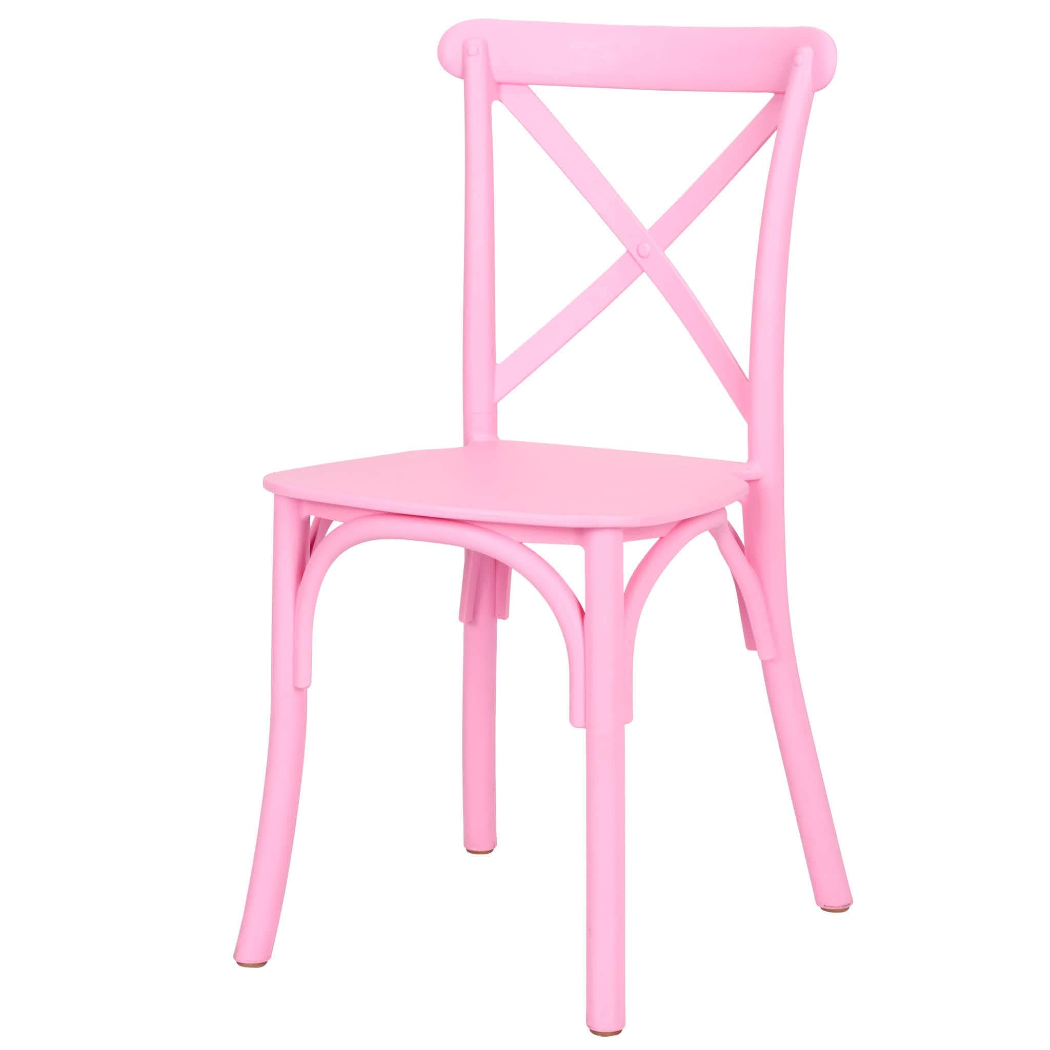 4 Pack Kids Pink ToughResin Cross Back Chair for Playroom and Patio, Image 4