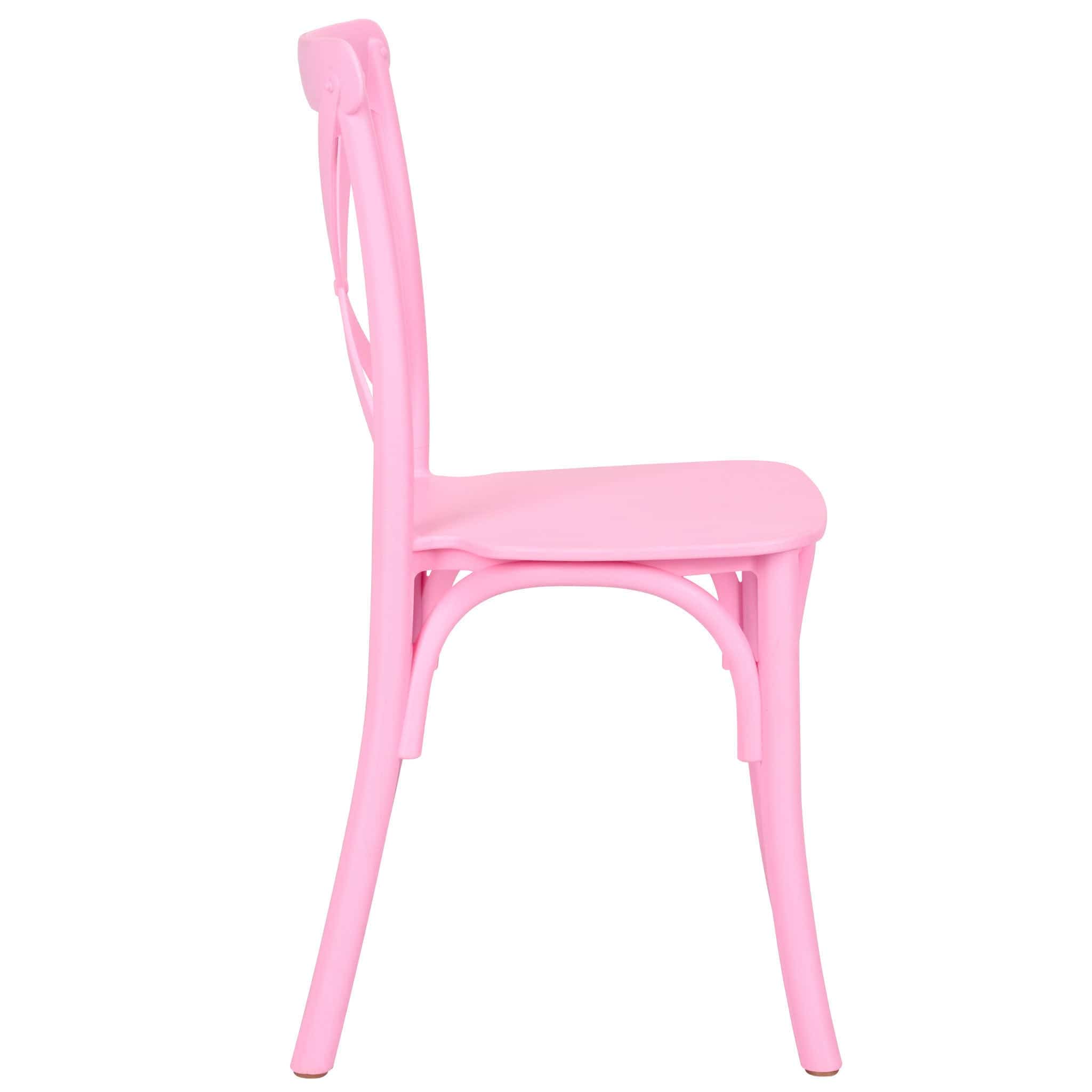 4 Pack Kids Pink ToughResin Cross Back Chair for Playroom and Patio, Image 9