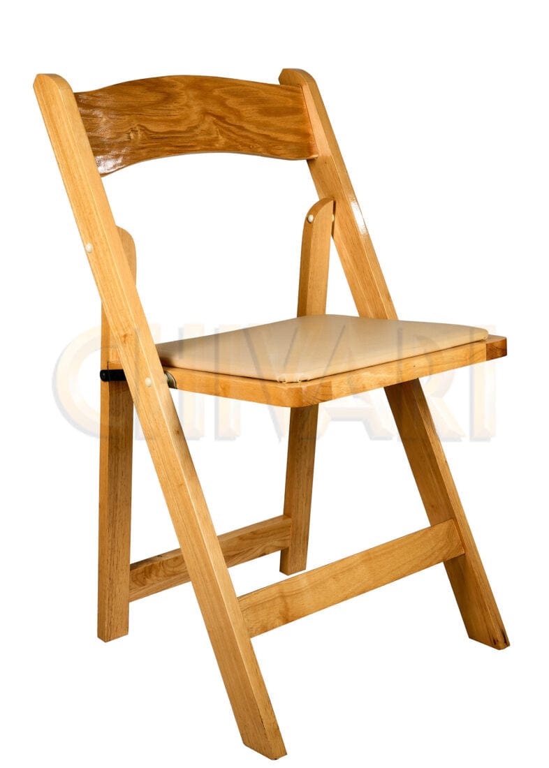 Natural ToughWood™ Folding Chair with Tan Cushion