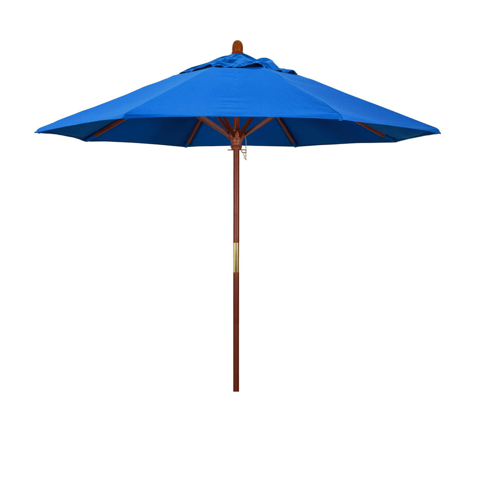 9' Patio California Umbrella with Hardwood Pole and Olefin Canopy for Patio Deck and Backyard Shade, Royal Blue
