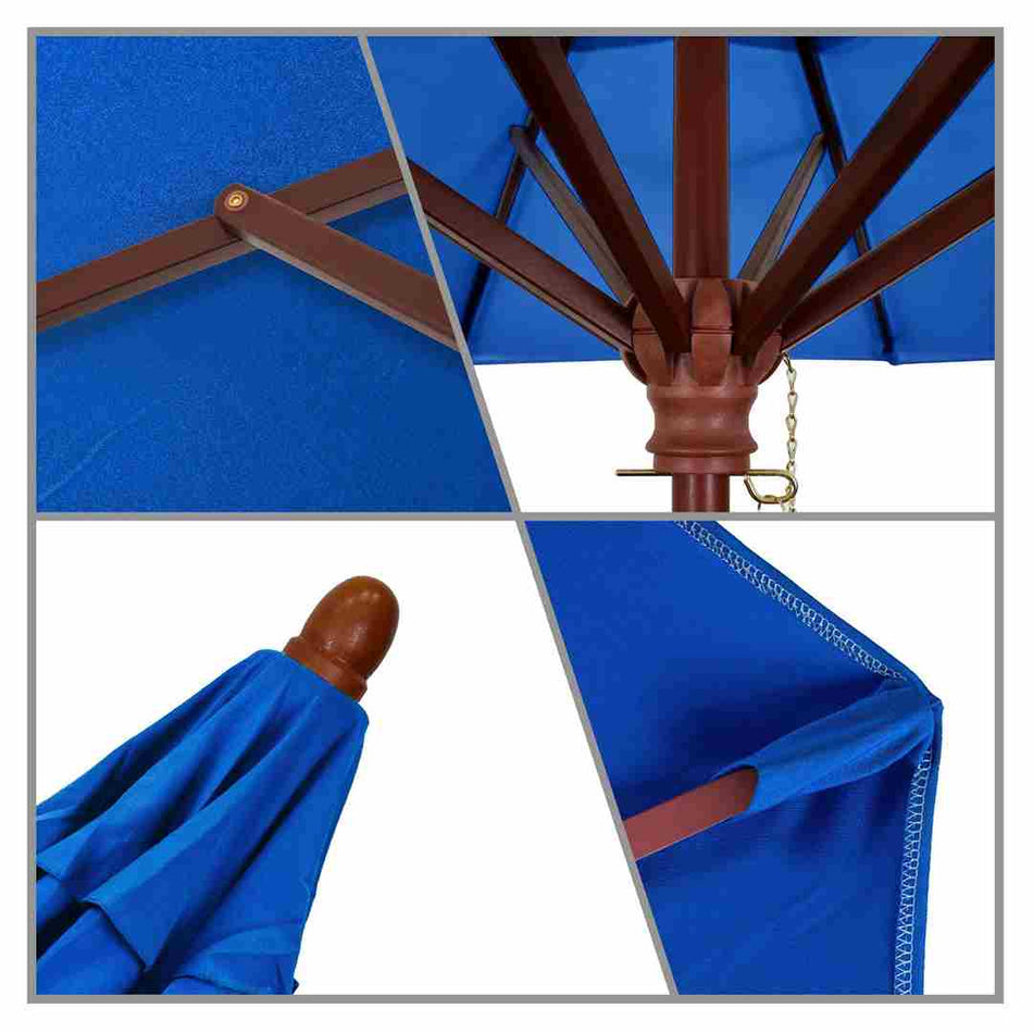 9' Patio California Umbrella with Hardwood Pole and Olefin Canopy for Patio Deck and Backyard Shade, Royal Blue