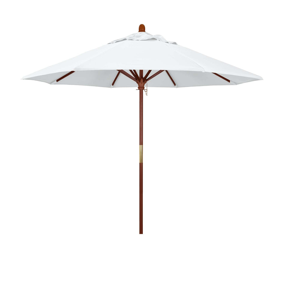 9' Patio California Umbrella with Hardwood Pole and Olefin Canopy for Outdoor Deck Patio Use, White