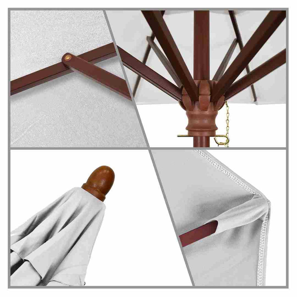 9' Patio California Umbrella with Hardwood Pole and Olefin Canopy for Outdoor Deck Patio Use, White