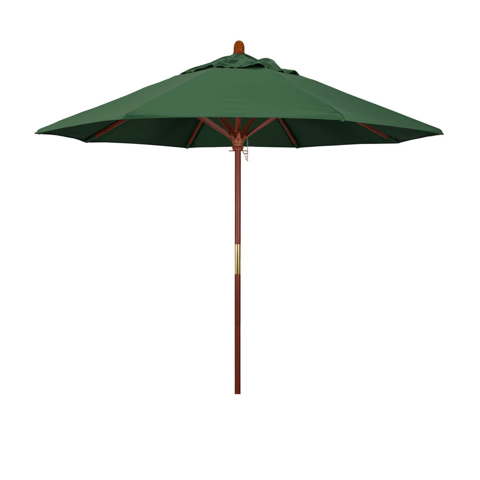 9' Patio California Umbrella with Hardwood Pole and Olefin Canopy for Backyard Patio and Garden Shade, Hunter Green