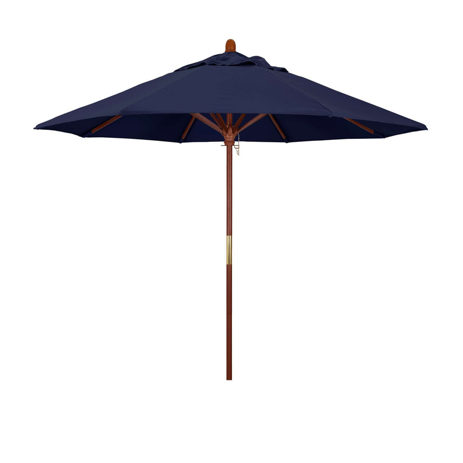 9' Patio California Umbrella with Hardwood Pole and Olefin Canopy for Patio Table and Outdoor Seating Shade, Navy Blue