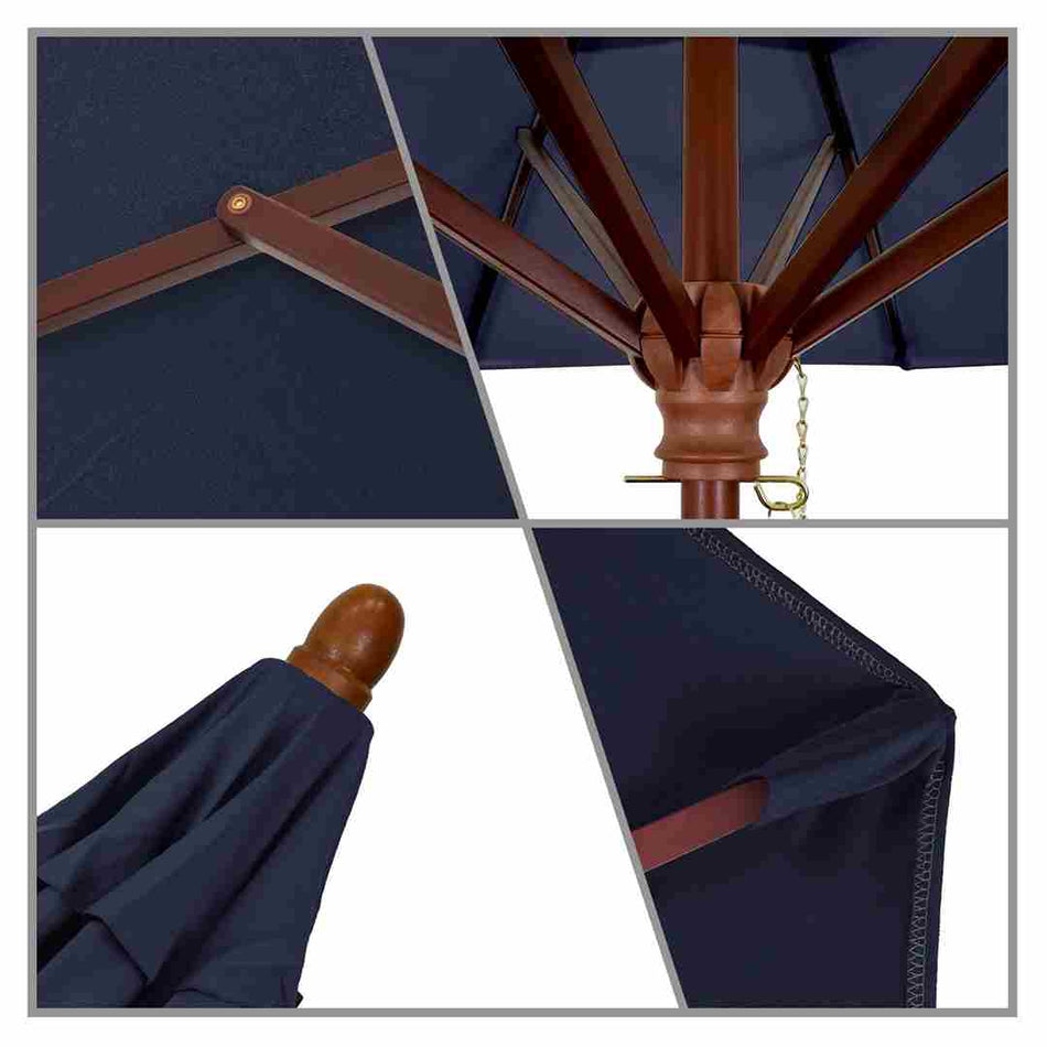 9' Patio California Umbrella with Hardwood Pole and Olefin Canopy for Patio Table and Outdoor Seating Shade, Navy Blue