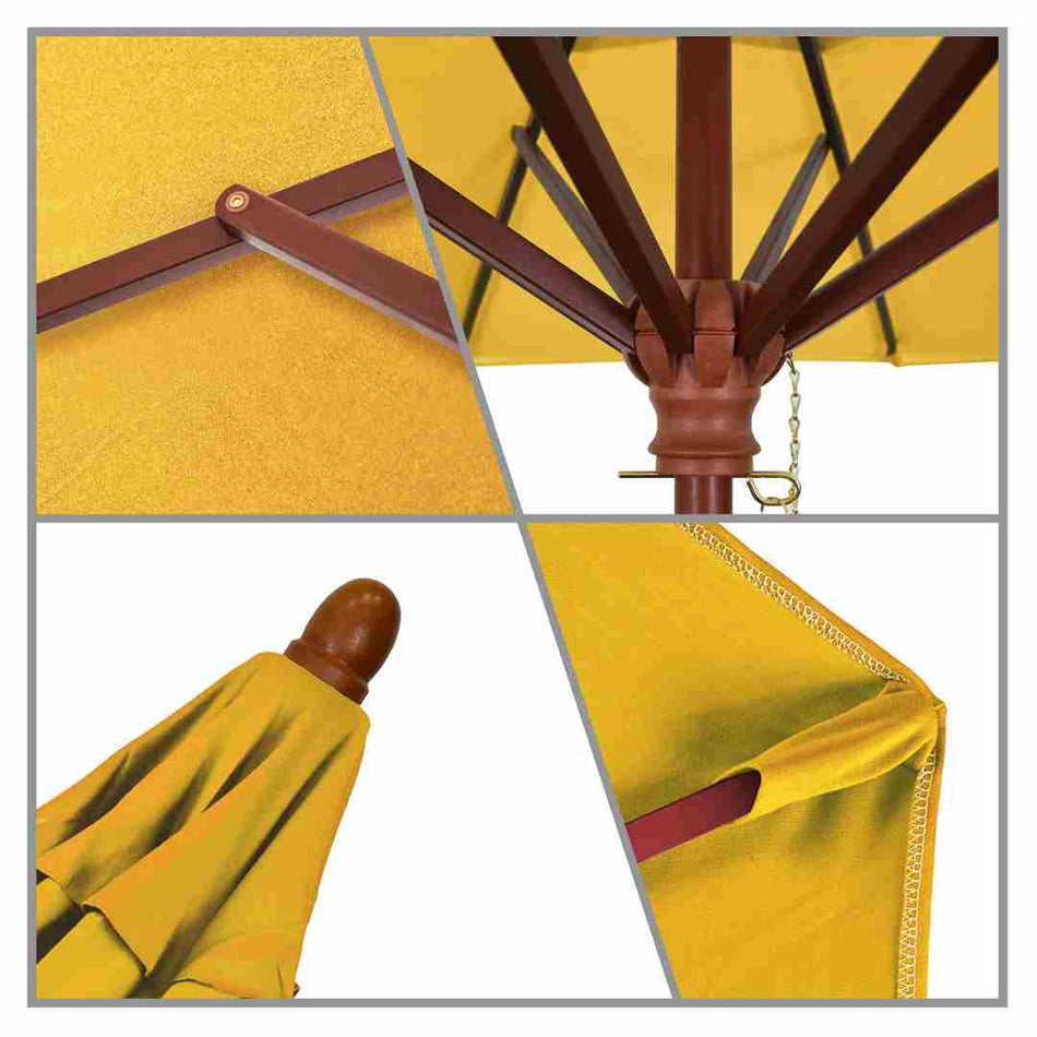 9' Patio California Umbrella with Hardwood Pole and Olefin Canopy for Backyard Lounge and Patio Use, Lemon