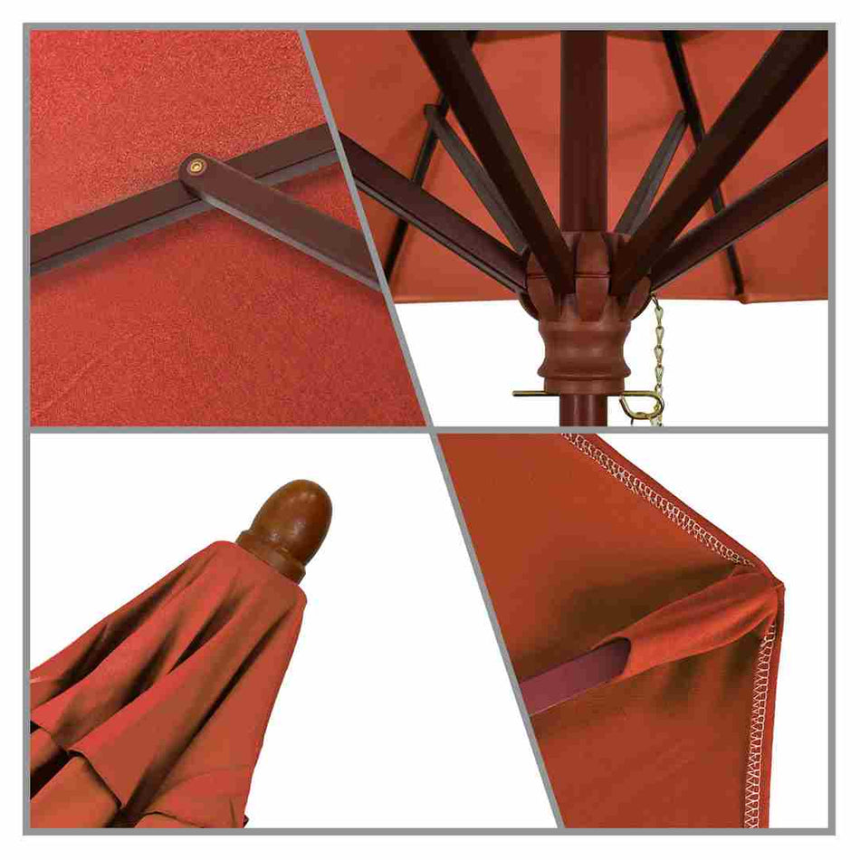 9' Patio California Umbrella with Hardwood Pole and Olefin Canopy for Patio Garden and Outdoor Shade, Sunset