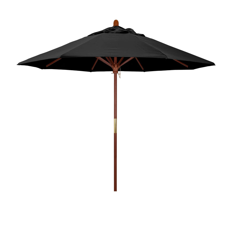 9' Patio California Umbrella with Hardwood Pole and Olefin Canopy for Deck Seating and Backyard Shade, Black