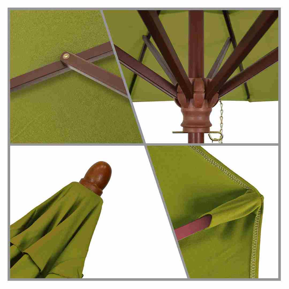 9' Patio California Umbrella with Hardwood Pole and Olefin Canopy for Outdoor Living Patio Shade, Kiwi