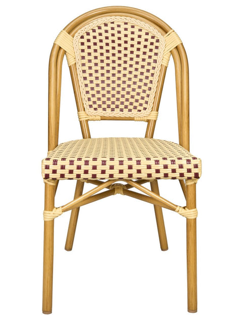 French Bistro 40" Table with Glass Top and 4 Chairs Set, Beige and Maroon, Image 10
