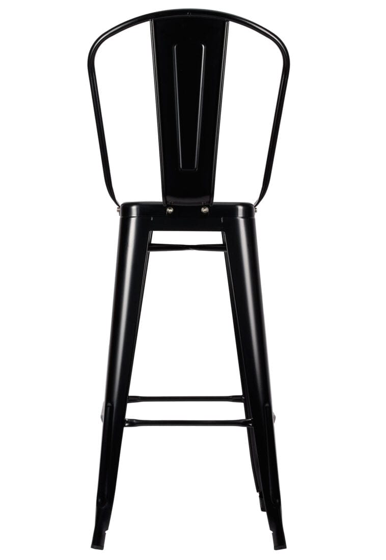 Black Tolix Metal Barstool with Back — 30" Seat Height, Indoor/Outdoor Patio, Image 7