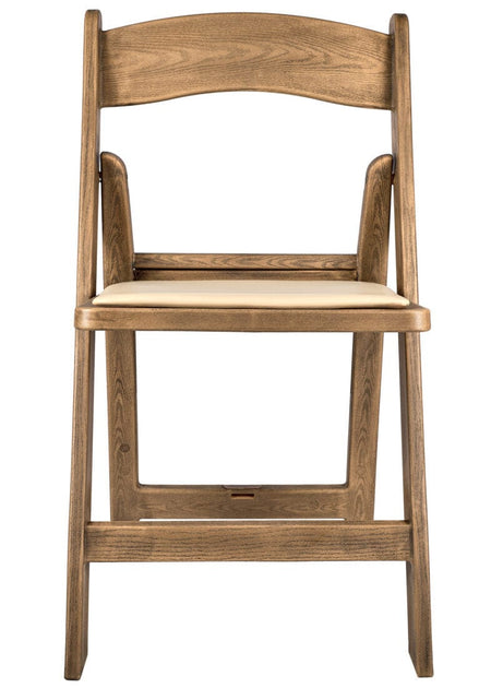 Chestnut Resin WoodGrain™ Folding Chair with Tan Cushion, Image 4