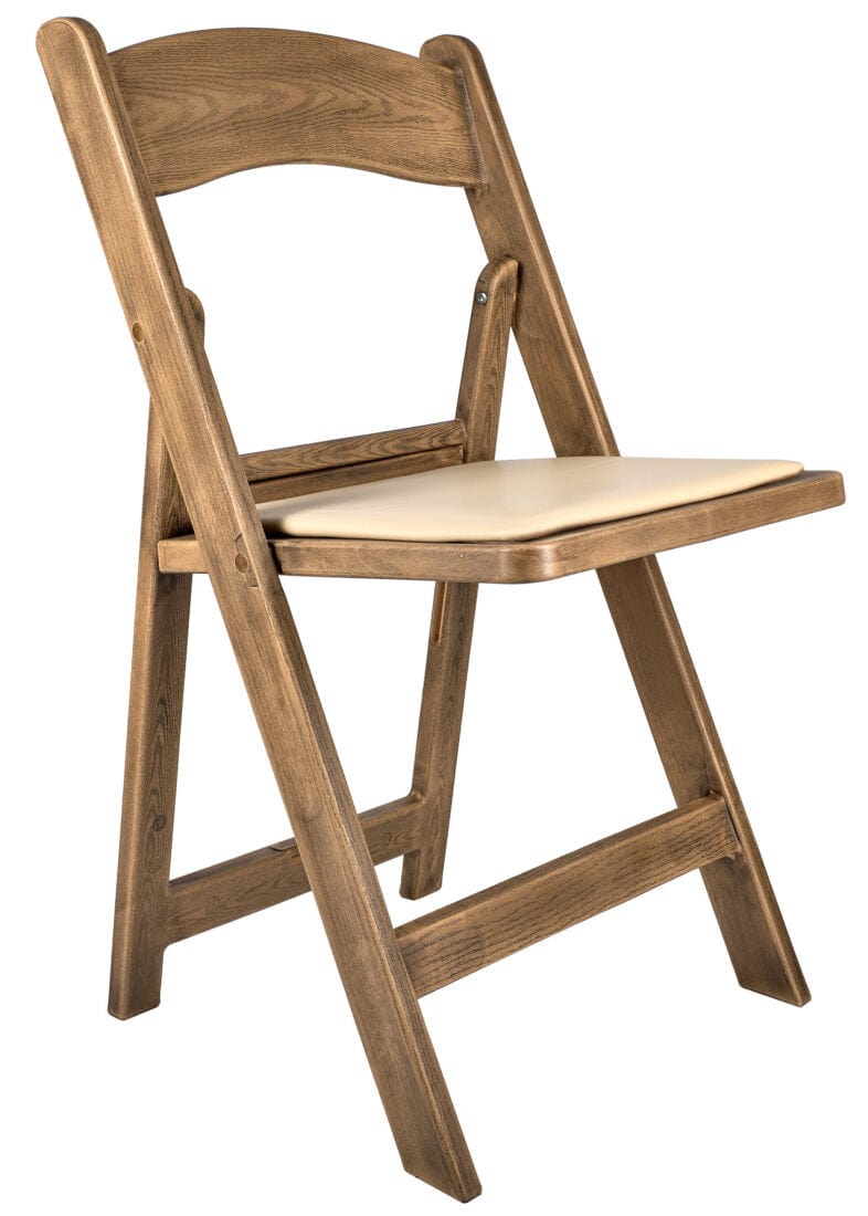 Chestnut Resin WoodGrain™ Folding Chair with Tan Cushion, Image 2