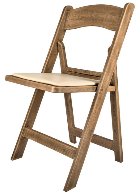 Chestnut Resin WoodGrain™ Folding Chair with Tan Cushion, Image 5