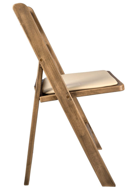 Chestnut Resin WoodGrain™ Folding Chair with Tan Cushion, Image 10