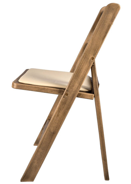 Chestnut Resin WoodGrain™ Folding Chair with Tan Cushion, Image 6