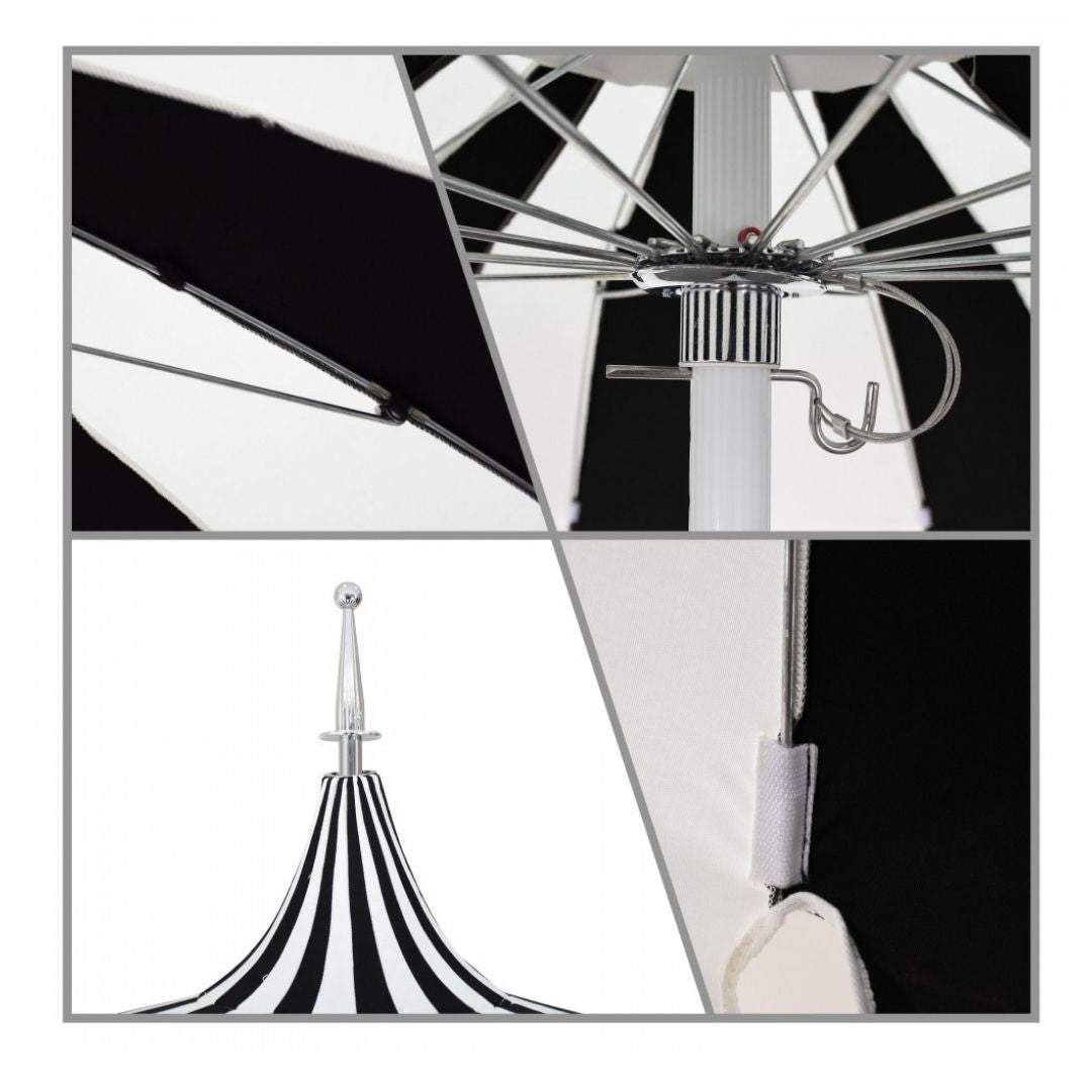 8.5' Patio California Umbrella Pagoda Series with Sunbrella Fabric and White Aluminum Pole for Deck Backyard and Poolside Shade, Pacific Blue, Image 4