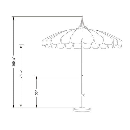 8.5' Patio California Umbrella Pagoda Series with Sunbrella Fabric and White Aluminum Pole for Deck Backyard and Poolside Shade, Sunflower Yellow, Image 7