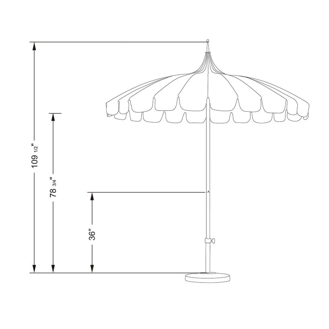 8.5' Patio California Umbrella Pagoda Series with Sunbrella Fabric and White Aluminum Pole for Patio Garden and Outdoor Shade, Antique Beige, Image 7
