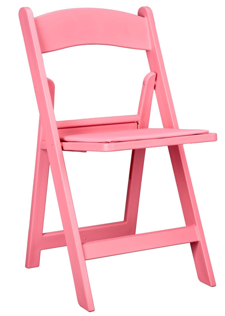 4 Pack Pink Resin Folding Chair with Padded Vinyl Seat for Patio and Backyard Events