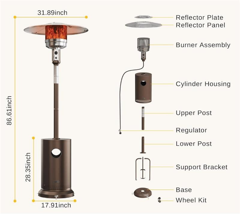 Black Standing Propane Heater 41,000 BTU for Patio & Deck, Image 8