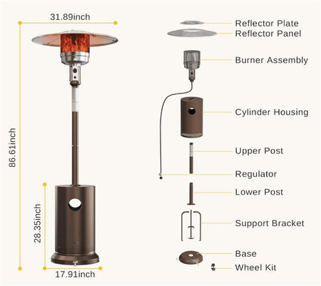 Black Standing Propane Heater 41,000 BTU for Patio & Deck, Image 8