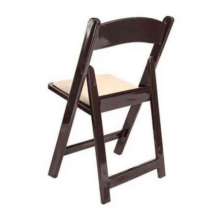 4 Pack Fruitwood Finish Resin Folding Chair with Tan Cushion for Outdoor or Indoor Use, Image 4