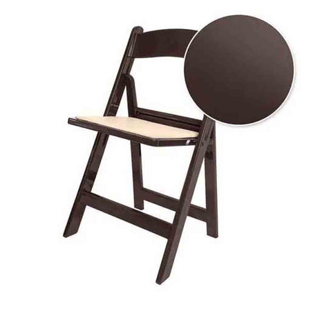 4 Pack Fruitwood Finish Resin Folding Chair with Tan Cushion for Outdoor or Indoor Use, Image 5