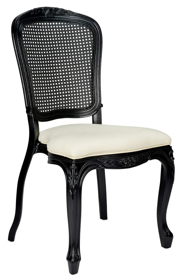 Ivory Vinyl Seat and Black Rattan Back
