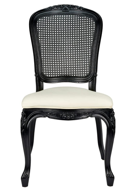 Ivory Vinyl Seat and Black Rattan Back