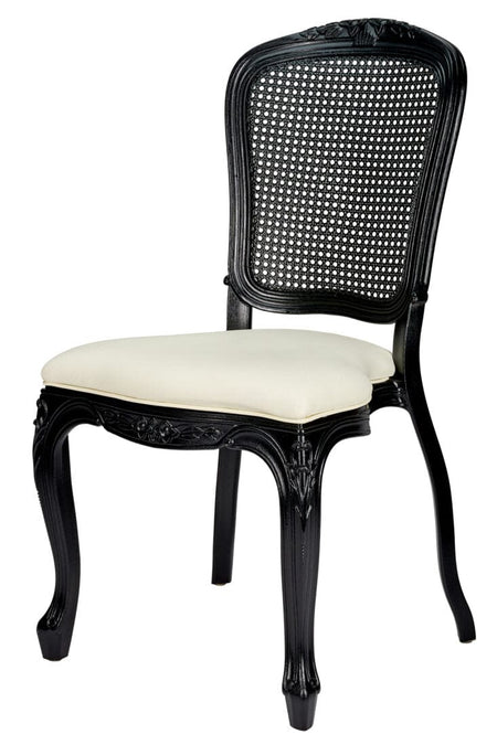 Ivory Vinyl Seat and Black Rattan Back